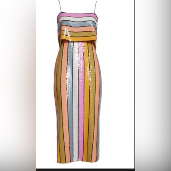 veronica beard ivanna sequined midi dress Midi Dress Stripe Glitter Dress Veronica Beard Multi Sequin Stripe Ivanna Midi Dress